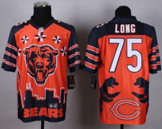 Nike Bears -75 Kyle Long Orange Men's Stitched NFL Elite Noble Fashion Jersey