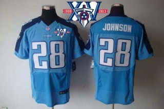 Nike Tennessee Titans #28 Chris Johnson Light Blue Team Color With 15th Season Patch Men's Stitched