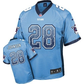 Nike Tennessee Titans #28 Chris Johnson Light Blue Team Color Men's Stitched NFL Elite Drift Fashion