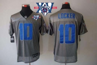 Nike Tennessee Titans #10 Jake Locker Grey Shadow With 15th Season Patch Men's Stitched NFL Elite Je