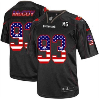 NikeTampa Bay Buccaneers #93 Gerald McCoy Black With MG Patch Men‘s Stitched NFL Elite USA Flag Fash