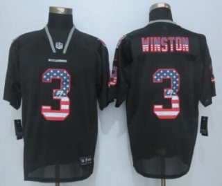 NikeTampa Bay Buccaneers #3 Jameis Winston Black Men‘s Stitched NFL Elite USA Flag Fashion Jersey