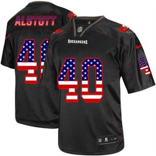 NikeTampa Bay Buccaneers #40 Mike Alstott Black Men‘s Stitched NFL Elite USA Flag Fashion Jersey