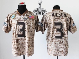 Nike Seattle Seahawks #3 Russell Wilson Camo Super Bowl XLIX Men‘s Stitched NFL New Elite USMC Jerse