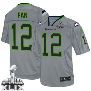 Nike Seattle Seahawks #12 Fan Lights Out Grey Super Bowl XLIX Men‘s Stitched NFL Elite Jersey