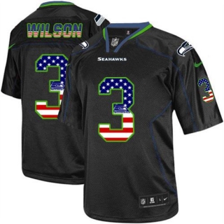 Nike Seattle Seahawks #3 Russell Wilson Black Men‘s Stitched NFL Elite USA Flag Fashion Jersey
