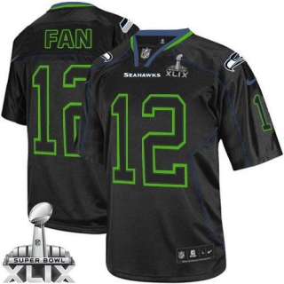 Nike Seattle Seahawks #12 Fan Lights Out Black Super Bowl XLIX Men‘s Stitched NFL Elite Jersey