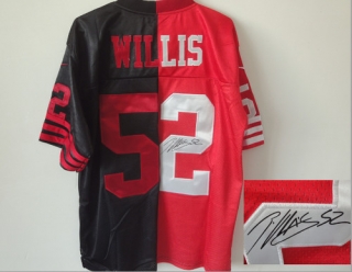 Nike San Francisco 49ers -52 Patrick Willis Black Red Mens Stitched NFL Autographed Elite Split Jers