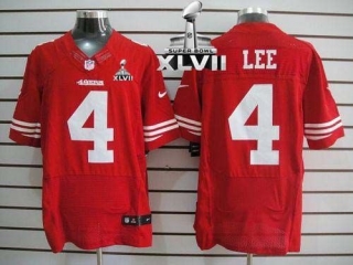 Nike San Francisco 49ers -4 Andy Lee Red Team Color Super Bowl XLVII Mens Stitched NFL Elite Jersey