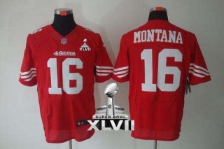Nike San Francisco 49ers -16 Joe Montana Red Team Color Super Bowl XLVII Mens Stitched NFL Elite Jer