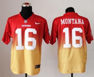 Nike San Francisco 49ers #16 Joe Montana Red Gold Men‘s Stitched NFL Elite Fadeaway Fashion Jersey