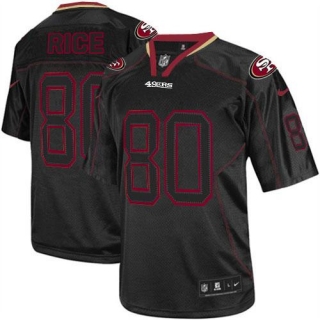 Nike San Francisco 49ers #80 Jerry Rice Lights Out Black Men‘s Stitched NFL Elite Jersey