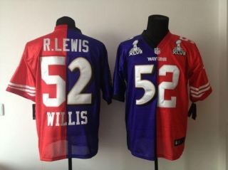 Nike Baltimore Ravens & San Francisco 49ers #52 Ray Lewis Patrick Willis Purple Red Super Bowl XLVII