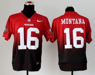 Nike San Francisco 49ers #16 Joe Montana Red Black Men‘s Stitched NFL Elite Fadeaway Fashion Jersey