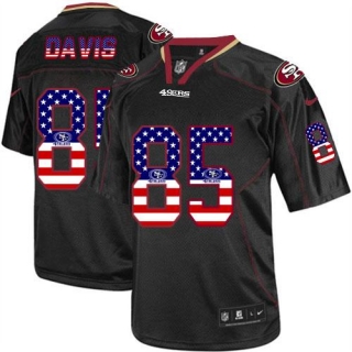 Nike San Francisco 49ers #85 Vernon Davis Black Men‘s Stitched NFL Elite USA Flag Fashion Jersey