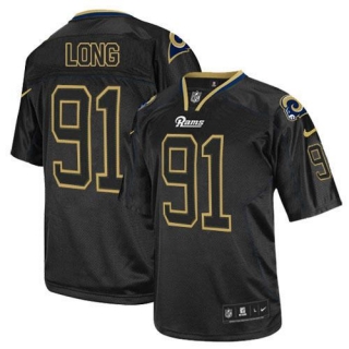Nike St Louis Rams -91 Chris Long Lights Out Black Men's Stitched NFL Elite Jersey