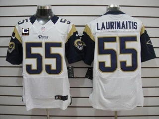 Nike St Louis Rams -55 James Laurinaitis White With C Patch Men's Stitched NFL Elite Jersey