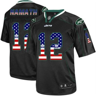 Nike New York Jets -12 Joe Namath Black Men's Stitched NFL Elite USA Flag Fashion Jersey