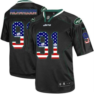 Nike New York Jets -91 Sheldon Richardson Black Men's Stitched NFL Elite USA Flag Fashion Jersey