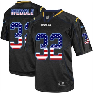 Nike San Diego Chargers #32 Eric Weddle Black Men‘s Stitched NFL Elite USA Flag Fashion Jersey