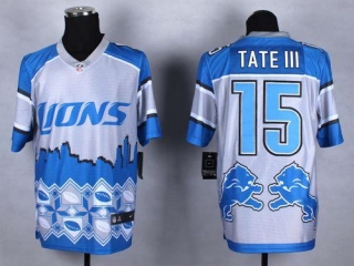 Nike Detroit Lions #15 Golden Tate III Blue Men's Stitched NFL Elite Noble Fashion Jersey