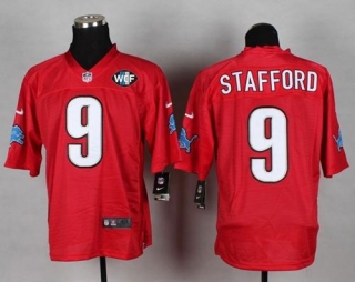 Nike Detroit Lions #9 Matthew Stafford Red With WCF Patch Men's Stitched NFL Elite QB Practice Jerse