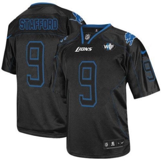 Nike Detroit Lions #9 Matthew Stafford Lights Out Black With WCF Patch Men's Stitched NFL Elite Jers