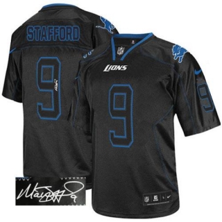 Nike Detroit Lions #9 Matthew Stafford Lights Out Black Men's Stitched NFL Elite Autographed Jersey