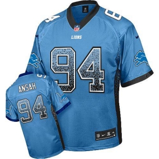 Nike Detroit Lions #94 Ziggy Ansah Blue Team Color Men's Stitched NFL Elite Drift Fashion Jersey