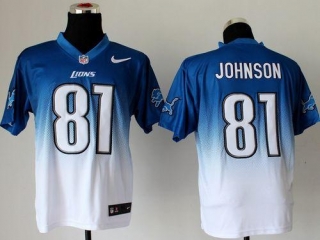 Nike Detroit Lions #81 Calvin Johnson Blue White Men's Stitched NFL Elite Fadeaway Fashion Jersey