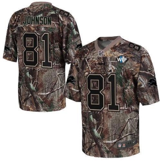 Nike Detroit Lions #81 Calvin Johnson Camo With WCF Patch Men's Stitched NFL Realtree Elite Jersey
