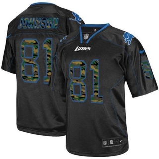 Nike Detroit Lions #81 Calvin Johnson Black Men's Stitched NFL Elite Camo Fashion Jersey