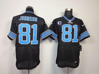 Nike Detroit Lions #81 Calvin Johnson Black Alternate With C Patch Men's Stitched NFL Elite Jersey