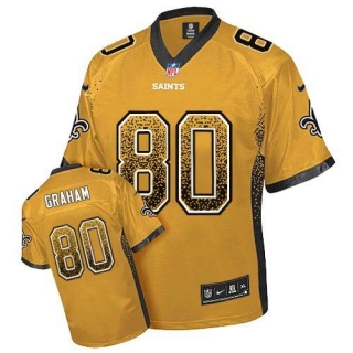Nike New Orleans Saints #80 Jimmy Graham Gold Men's Stitched NFL Elite Drift Fashion Jersey