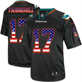 Nike Miami Dolphins #17 Ryan Tannehill Black Men's Stitched NFL Elite USA Flag Fashion Jersey