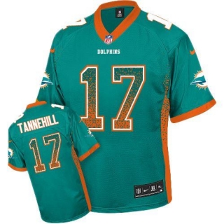 Nike Miami Dolphins #17 Ryan Tannehill Aqua Green Team Color Men's Stitched NFL Elite Drift Fashion