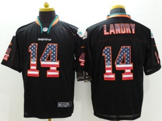 Nike Miami Dolphins #14 Jarvis Landry Black Men's Stitched NFL Elite USA Flag Fashion Jersey