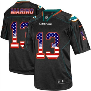 Nike Miami Dolphins #13 Dan Marino Black Men's Stitched NFL Elite USA Flag Fashion Jersey