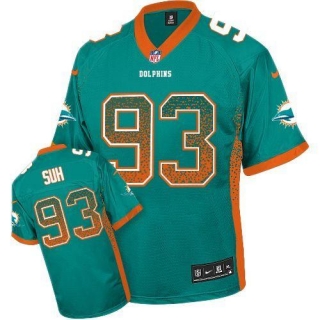 Nike Miami Dolphins #93 Ndamukong Suh Aqua Green Team Color Men's Stitched NFL Elite Drift Fashion J