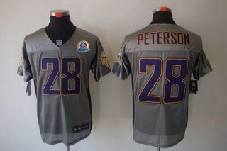 Nike Minnesota Vikings #28 Adrian Peterson Grey Shadow With Hall of Fame 50th Patch Men's Stitched N