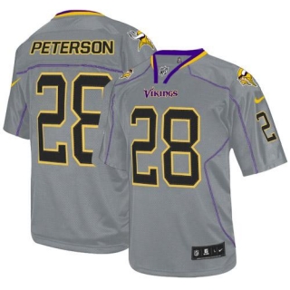 Nike Minnesota Vikings #28 Adrian Peterson Lights Out Grey Men's Stitched NFL Elite Jersey