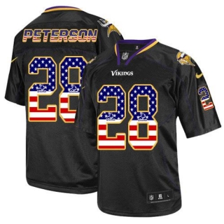 Nike Minnesota Vikings #28 Adrian Peterson Black Men's Stitched NFL Elite USA Flag Fashion Jersey