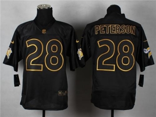 Nike Minnesota Vikings #28 Adrian Peterson Black Gold No Fashion Men's Stitched NFL Elite Jersey