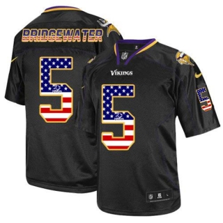 Nike Minnesota Vikings #5 Teddy Bridgewater Black Men's Stitched NFL Elite USA Flag Fashion Jersey
