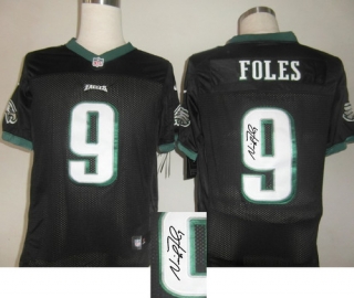 Nike NFL Philadelphia Eagles #9 Nick Foles Black Men's Stitched Elite Autographed Jersey
