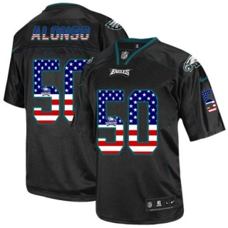 Nike Philadelphia Eagles #50 Kiko Alonso Black Men's Stitched NFL Elite USA Flag Fashion Jersey