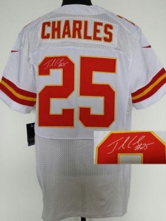 Nike Kansas City Chiefs #25 Jamaal Charles White Men's Stitched NFL Elite Autographed Jersey
