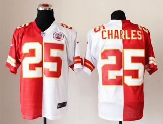 Nike Kansas City Chiefs #25 Jamaal Charles Red White Men's Stitched NFL Elite Split Jersey