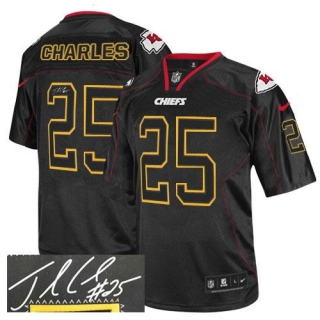 Nike Kansas City Chiefs #25 Jamaal Charles Lights Out Black Men's Stitched NFL Elite Autographed Jer