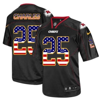 Nike Kansas City Chiefs #25 Jamaal Charles Black Men's Stitched NFL Elite USA Flag Fashion Jersey